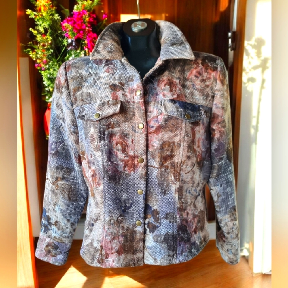 Lanalee Vtg Floral Brocade Patterned Women's Blazer Jacket